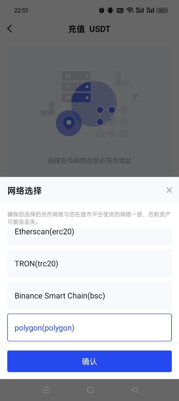 USDT 充值地址页面